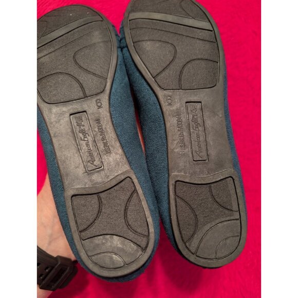 American Eagle Payless Womens 6 Dark Green Ruched Ballet Flats Faux Suede - Picture 7 of 7